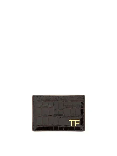 Tom Ford Card Holder With Logo In Brown