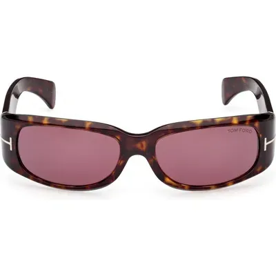 Tom Ford Corey 59mm Square Sunglasses In Dark Havana/bordeaux Silver