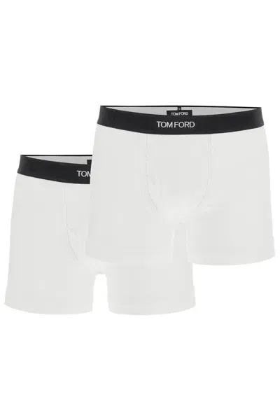 Tom Ford Cotton Bi Pack Boxer Briefs With Logo Band In White