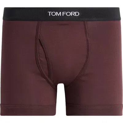 Tom Ford Cotton Stretch Jersey Boxer Briefs In Burgundy