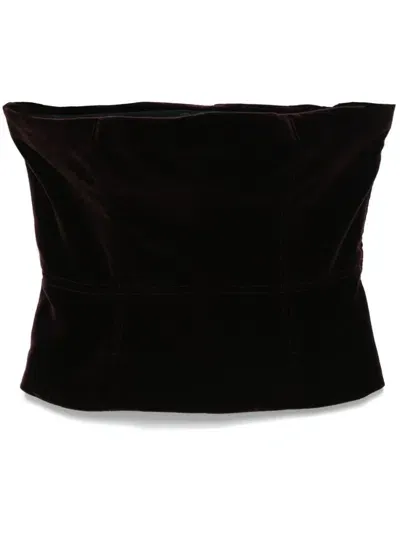 Tom Ford Cotton Velvet Corset In Brown