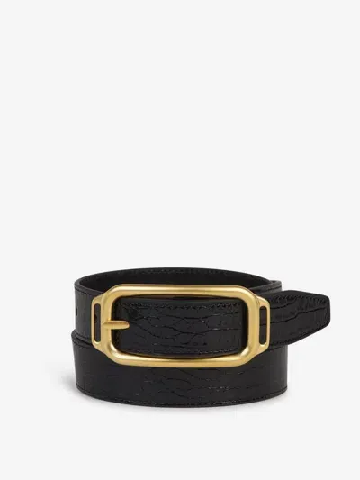 Tom Ford Croco Leather Belt In Black