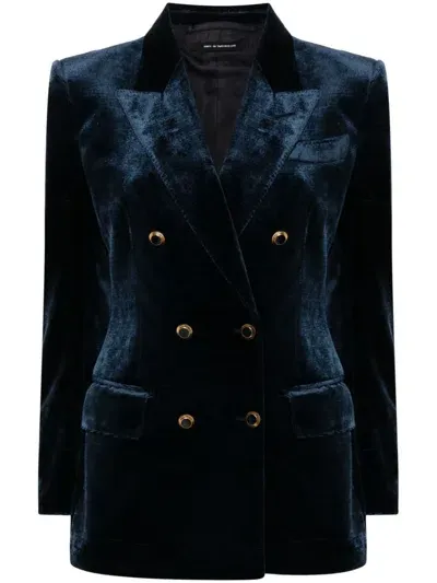 Tom Ford Double-breasted Velvet Blazer In Multicolor