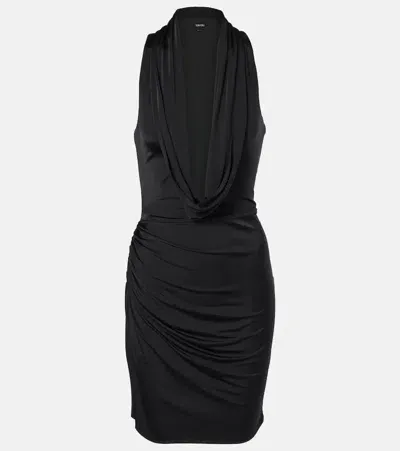 Tom Ford Draped Jersey Minidress In Black