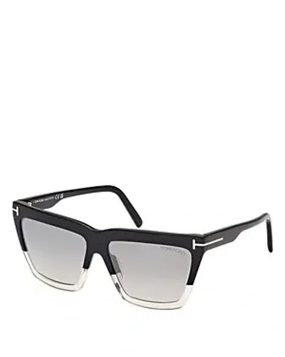 Tom Ford Eden Two-tone Acetate Butterfly Sunglasses In Black/gray Mirrored Gradient