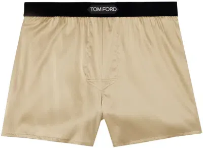 Tom Ford Gold Silk Boxers In Nude