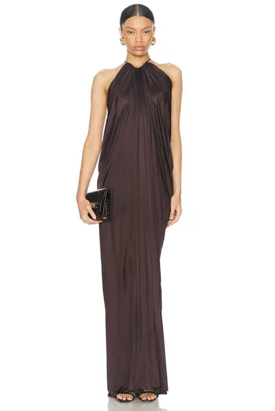 Tom Ford Halterneck Evening Dress In Dark Brown