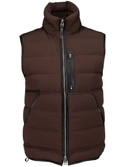 Tom Ford High-neck Gilet In Brown