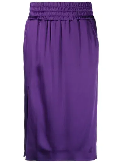 Tom Ford Silk High-waisted Midi Dress In Pink & Purple