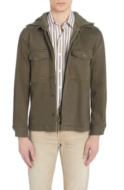 Tom Ford Hooded Utility Overshirt In Deep Olive