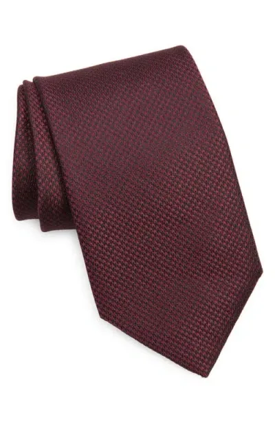 Tom Ford Houndstooth Check Mulberry Silk Tie In Burgundy