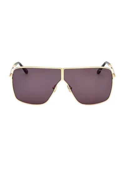 Tom Ford Huxley Sunglasses In Shiny Deep Gold & Smoke