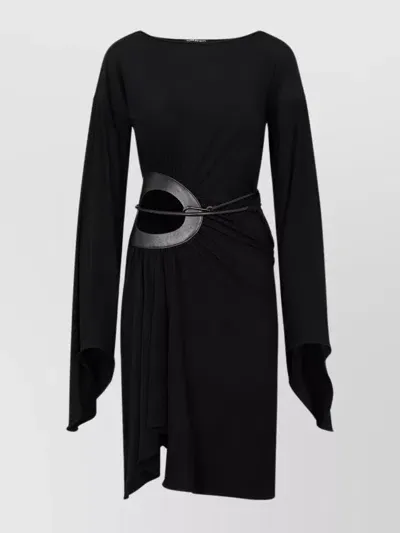 Tom Ford Jersey Wrap Midi Dress In Black