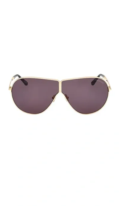 Tom Ford Keating Sunglasses In Shiny Deep Gold & Smoke