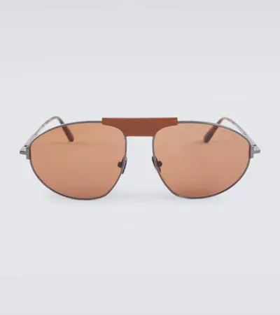 Tom Ford Ken Aviator Sunglasses In Brown