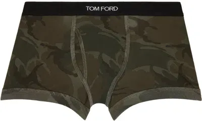 Tom Ford Khaki Cotton True Camo Boxer Briefs In Mineral Green