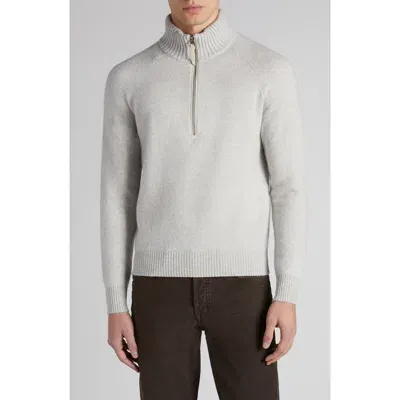 Tom Ford Men's Cashmere Lambswool Half-zip Sweater In Pale Grey