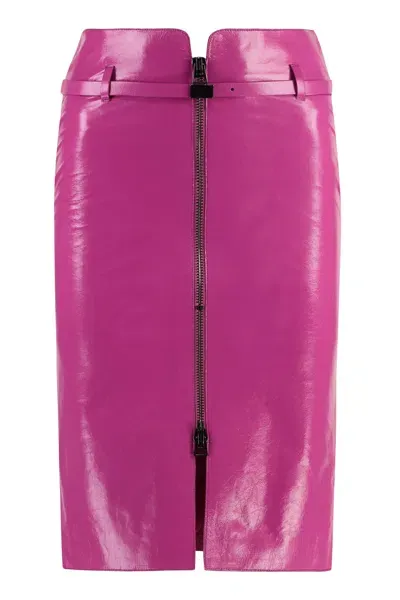 Tom Ford Leather Skirt In Fuchsia