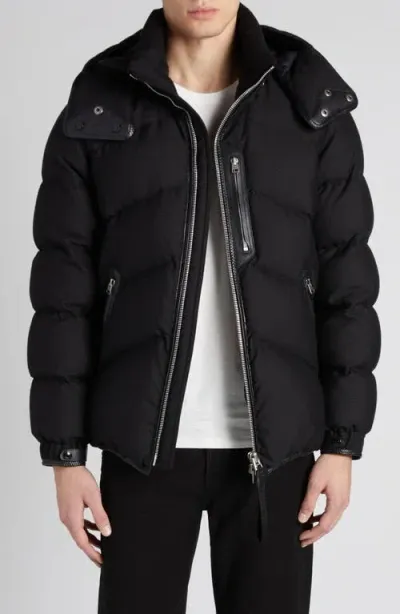 Tom Ford Down Jacket With Quilted Design And Removable Hood In Black