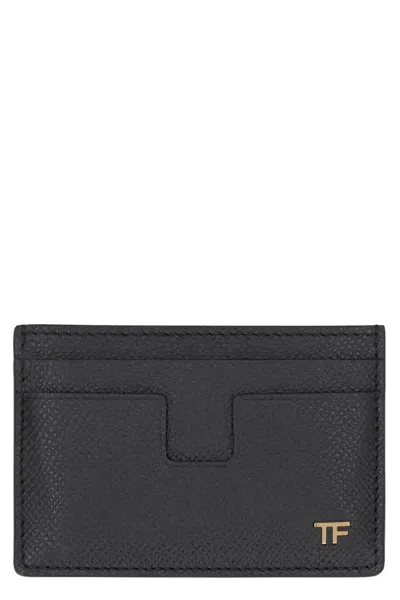 Tom Ford Logo Detail Leather Card Holder In Black