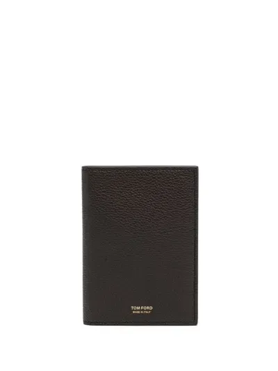 Tom Ford Logo-lettering Bi-fold Leather Cardholder In Brown