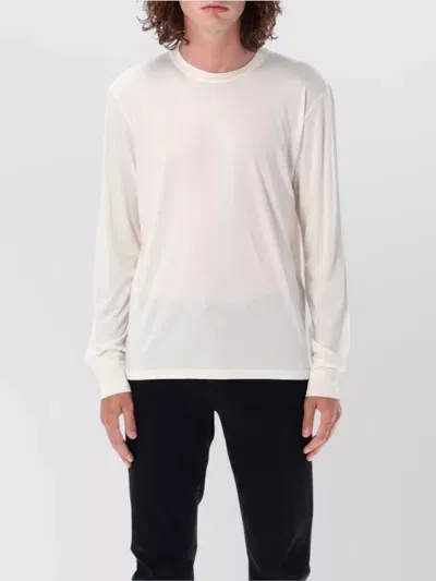 Tom Ford Long Sleeve Crew Neck Plain T-shirt In Weiss