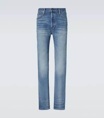 Tom Ford Low-rise Twill Slim Jeans In Blue