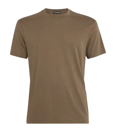 Tom Ford Lyocell-cotton T-shirt In Green