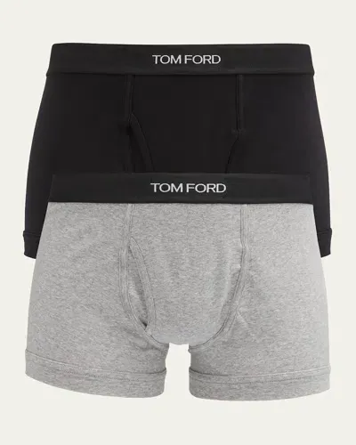 Tom Ford Men's 2-pack Solid Jersey Boxer Briefs In Black/grey