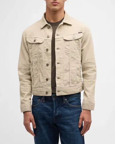 Tom Ford Men's Icon Micro-corduroy Denim Jacket In Chalk