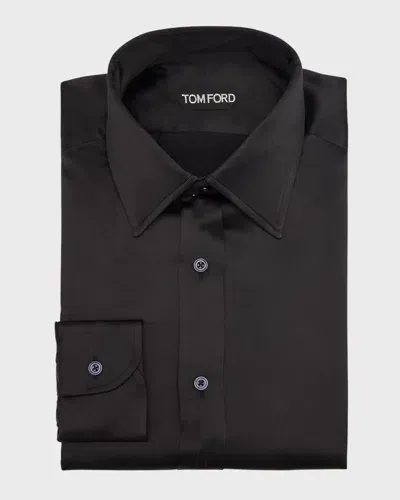 Tom Ford Men's Silk Charmeuse Slim-fit Dress Shirt In Black