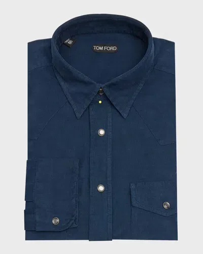 Tom Ford Men's Slim Fit Western Button-down Shirt In Indigo