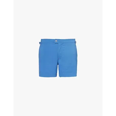 Tom Ford Mens Turquoise Compact Buckle-epaulettes Regular-fit Swim Shorts