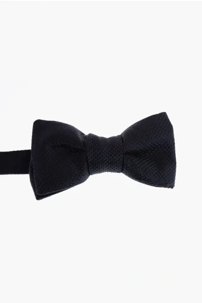 Tom Ford Mini Check Motif Bow-tie In Black