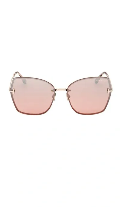 Tom Ford Nickie Sunglasses In Shiny Rose Gold & Rose Havana