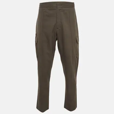 Pre-owned Tom Ford Olive Linen Blend Cargo Pants Xl In Green