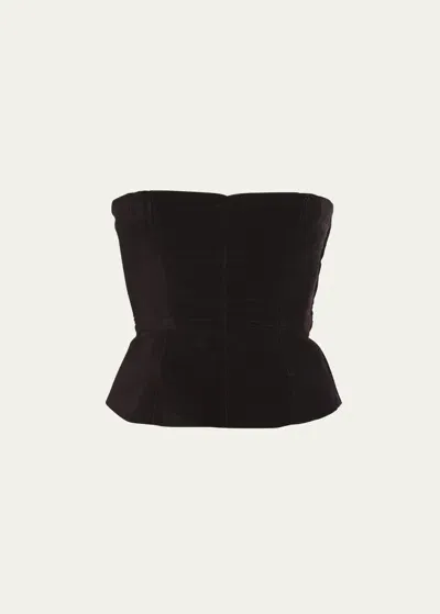 Tom Ford Peplum Velvet Corset Top In Black