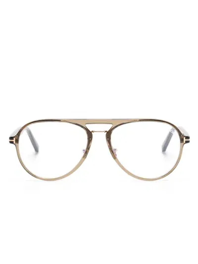 Tom Ford Pilot-frame Glasses In Green