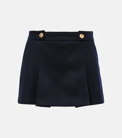 Tom Ford Pleated Wool And Cashmere Miniskirt In Blue