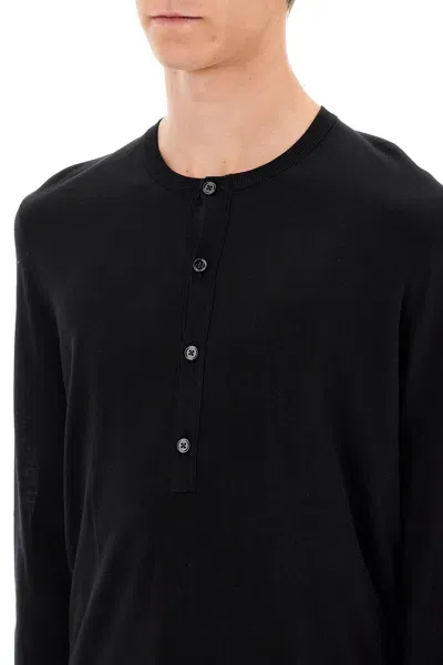 Tom Ford Pullover In Seta Con Scollo Henley In Black