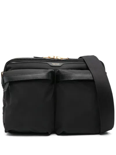 Tom Ford Recycled Nylon Large Utility Messenger In Black