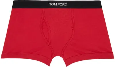 Tom Ford Mens Red Logo-embroidered Cotton-blend Jersey Boxers