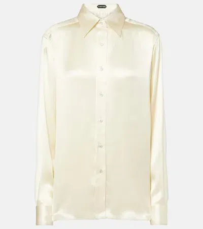 Tom Ford Silk Charmeuse Blouse In White