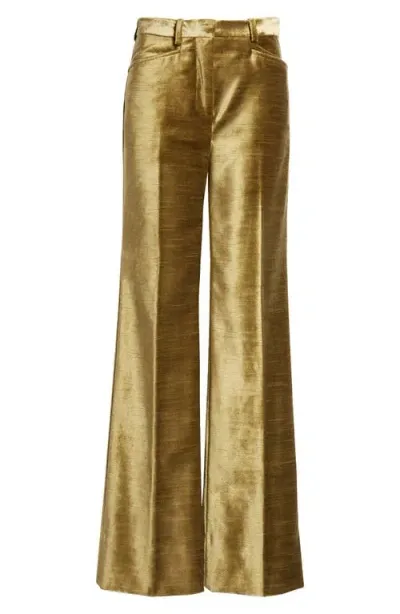 Tom Ford Slubbed Velvet Bootcut Pants In Fg226 Green Moss