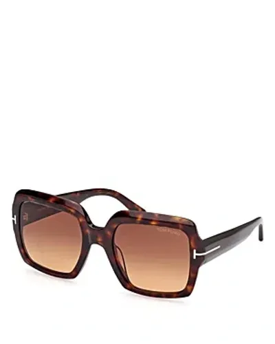 Tom Ford Square Sunglasses, 54mm In Havana/brown Gradient