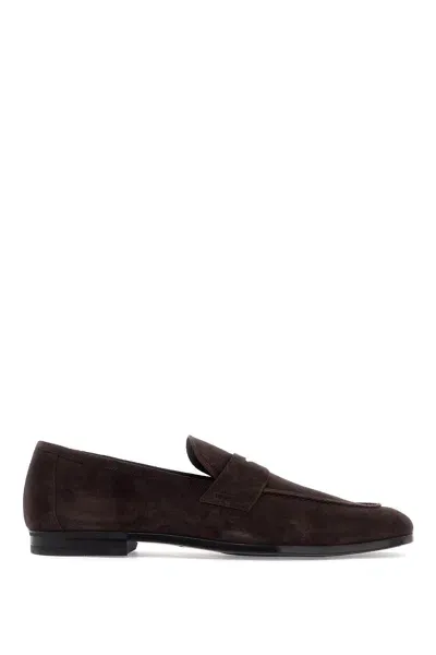 Tom Ford Suede Loaf In Brown