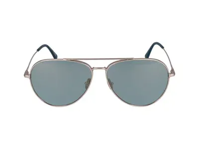 Tom Ford Sunglasses In Polished Rosé Gold/mirrored Blue