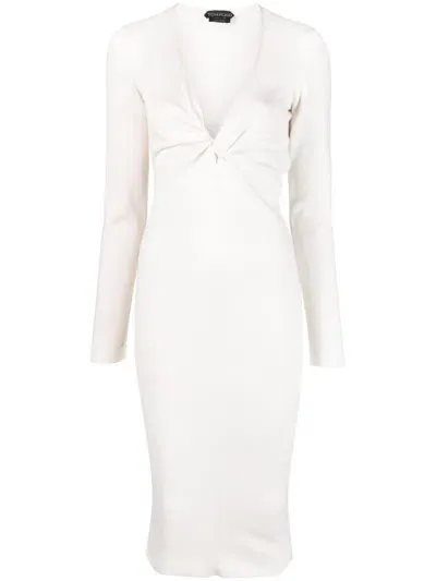 Tom Ford V-neck Knitted Dress In Neutrals