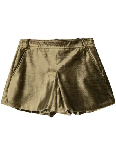 Tom Ford Slubbed-velvet Flared Minishorts In Green