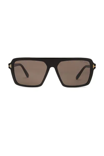 Tom Ford Vincent Sunglasses In Shiny Black & Smoke